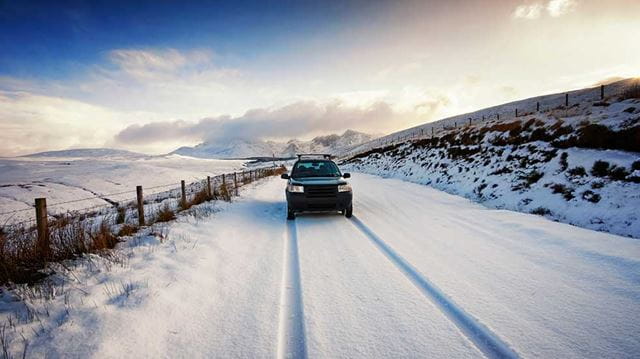 Winter driving Land Rover snow
